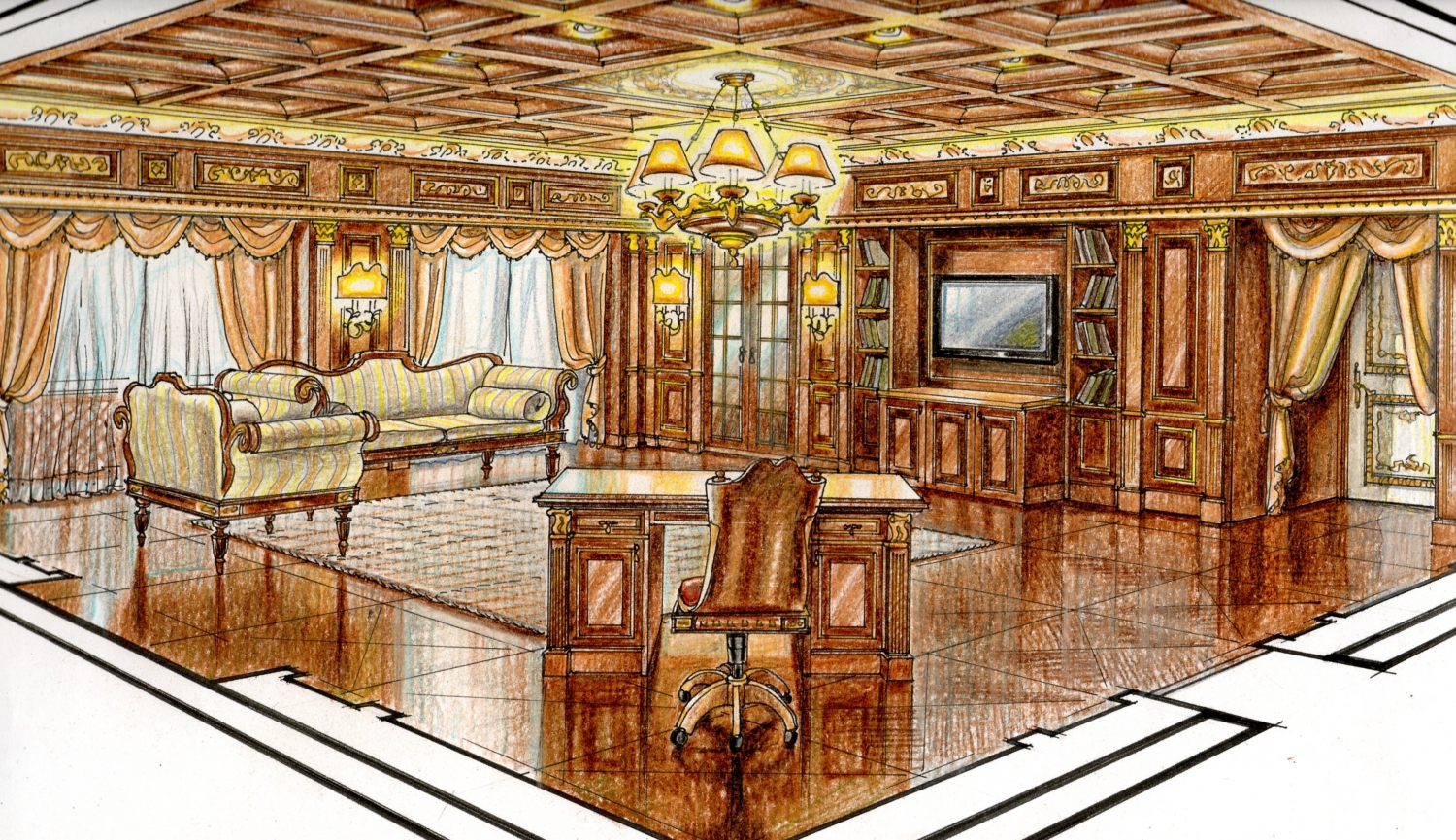 Рисунки роскошного кабинета